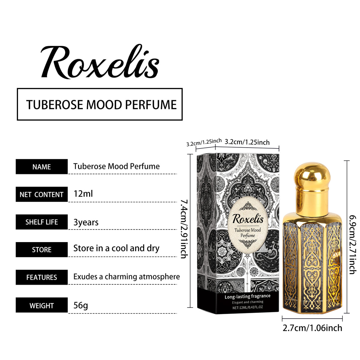 Tuberose Floral Roll-On Perfume Oil, 12 ml - view 8