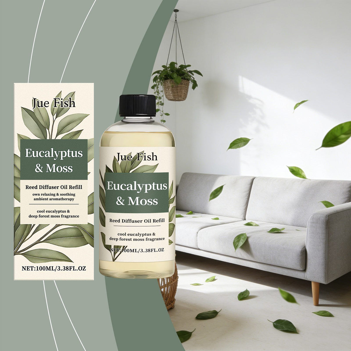 JUE FISH Eucalyptus Moss Home Fragrance Oil, 100 ml - view 6