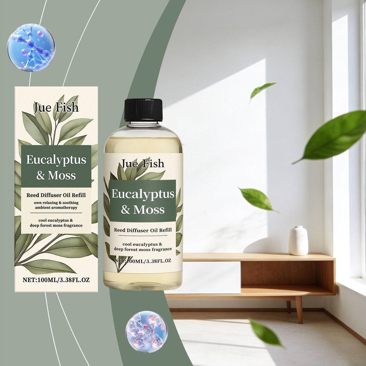 JUE FISH Eucalyptus Moss Home Fragrance Oil, 100 ml - view 2